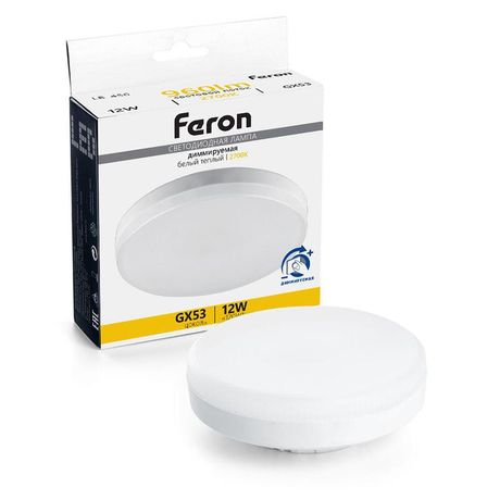 Лампа светодиодная LED 12вт GX53 теплый таблетка диммируемая - LB-456 51064 FERON