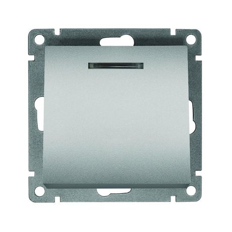 Выключатель одноклавишный с подсветкой UNIVersal серия Афина , с/у, 10А, 220В, серебро (еврослот), механизм - A0121-S Союз