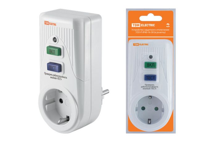 Выключатель дифференциальный (УЗО) УЗО-Р-IP40-16-30 (в розетку) 16А 30мА IP40 | SQ1512-0002 TDM