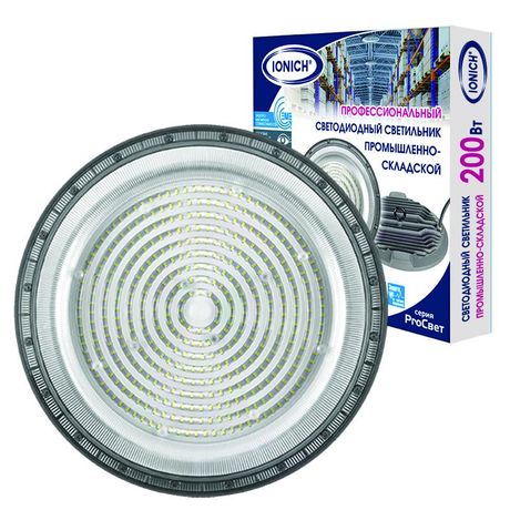 Светильник светодиодный UFO HIgh Bay 200Вт 5000К IP65 24000лм подвесной для высоких пролетов ProСвет IONICH 2514