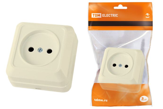 Розетка 2П открытой установки IP20 10А, сл. кость "Ладога" | SQ1801-0014 TDM