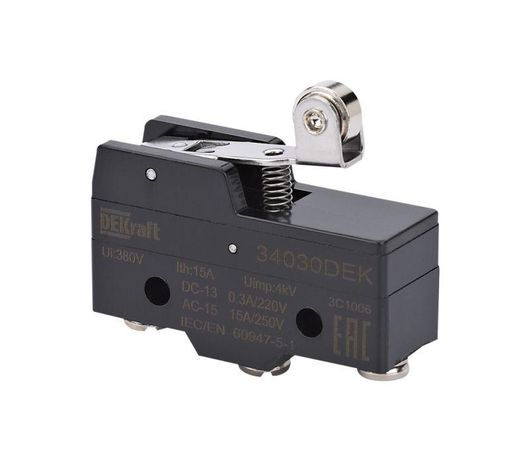 Миниатюрный конц. вык. 1НО1НЗ шарнирного короткого рычажного типа с металлическим роликом | 34030DEK DEKraft APC