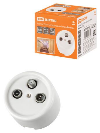 Розетка TV+R+ SAT проходная белая «Болонь» | SQ1820-0058 TDM