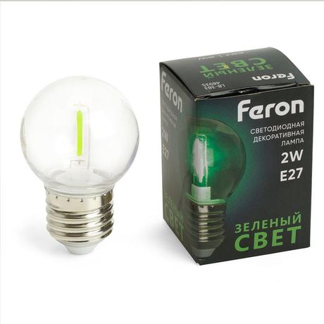 Лампа светодиодная LED 2вт Е27 зеленый шар - LB-383 48935 FERON