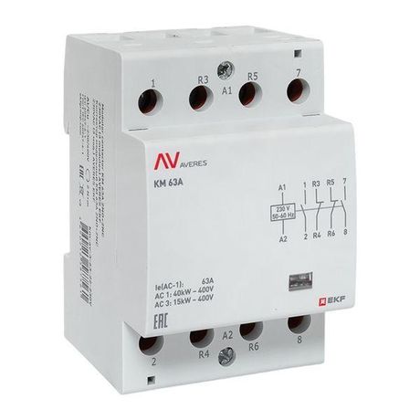 Контактор модульный КМ 63А 2NO+2NC 230VAC (3 мод.) AVERES | km-av-3-63-22-230V EKF
