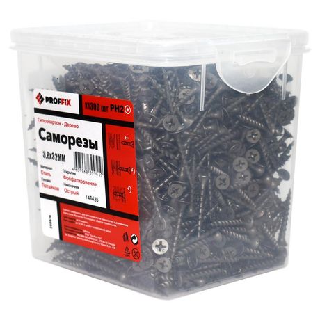 Саморез усиленный гипсокартон-дерево 3.8х32 (TWN) (контейнер) (уп.1300шт) Tech-Krep PRO/Zitar 146425