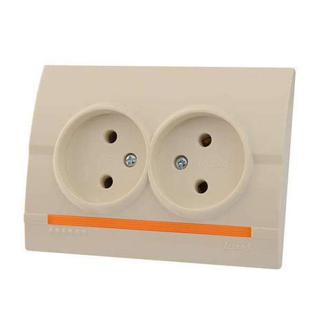 Розетка 2-м СП Дери 16А IP20 без заземл. бакелит крем./крем. LEZARD 702-0303-128B