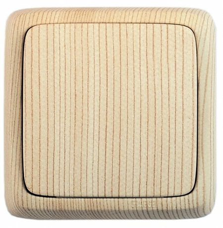 Переключатель одноклавишный наружный с изоляционной пластиной сосна 16А - ВА16-163-02 HEGEL