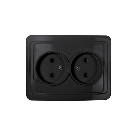 Розетка 2-местн. без заземл. CLASSICO IP20 2102В черн. IN HOME 4690612061115