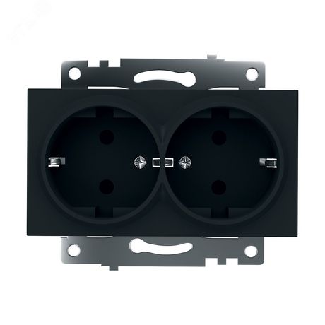 Розетка 2-местная с защитной шторкой (механизм) с/з, 250В, 16А, серия Катрин, GLS16-7114-05, черный | 39612 STEKKER FERON
