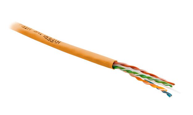 Кабель витая пара неэкранир. U/UTP кат.6 4 пары 23 AWG ОЖ solid с разделит. PVC-20град.C-+75град.C гарантия: 15 лет компонентн. / 25 системн. UUTP4-C6-S23-IN-PVC-OR-305 оранж. (уп.305м) Hyperline 443523