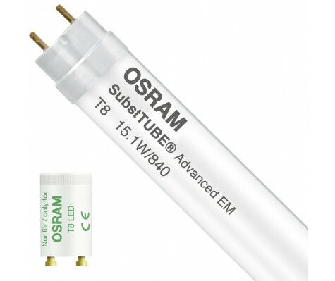 Лампа светодиодная трубчатая Т8 LED Substitube Advanced UO Gen 8 15, 1W, G13, для ЭмПРА ST8AU-1.2m-15.1W-865-EM | 4058075136335 Osram