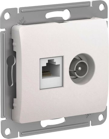 Розетка компьютерная + телевизионная 2-м Glossa RJ45 кат.5E TV механизм перламутр SE GSL000689 APC