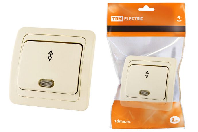 Переключатель на 2 направления с подсветкой 10А сл. кость "Валдай" | SQ1804-0105 TDM