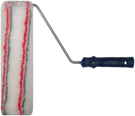 Валик полиакриловый нитяной, Профи, белый с серыми и красными полосами, бюгель 8 мм, диаметр 55/91 ворс 18 300 мм - 02390 РОС