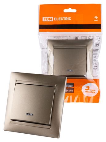 Выключатель 1 кл. с подсветкой 10А бронза "Лама" | SQ1815-0704 TDM