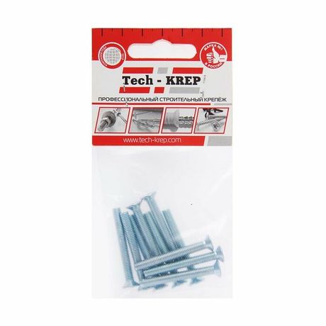 Винт DIN965 с потайной головкой оцинк. М4х40 (9 шт) - пакет ( 0,035 кг) | 126590 Tech-KREP