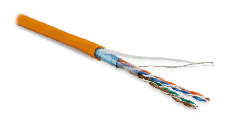 Кабель витая пара F/UTP кат.5E 4 пары 26 AWG МЖ patch экран-фольга LSZH нг(С)-HF -20град.C-+75град.C FUTP4-C5E-P26-IN-LSZH-OR-100 оранж. (уп.100м) Hyperline 243622