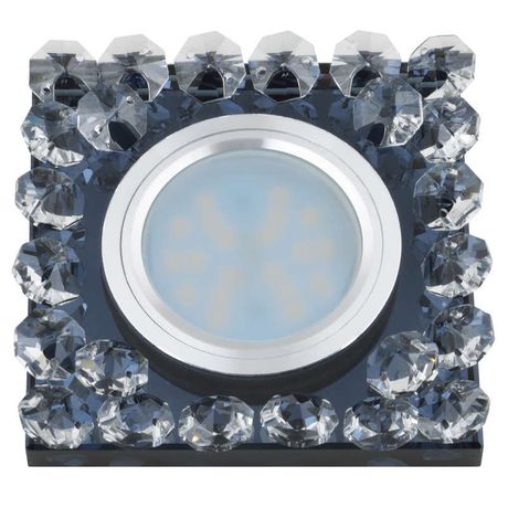 Светильник декоративный встраиваемый DLS-L131 GU5.3 CHROME/BLACK "Luciole" без лампы доп. светодиод. подсветка 3Вт основание металл цвет хром отделка стекло черн. Fametto UL-00002756