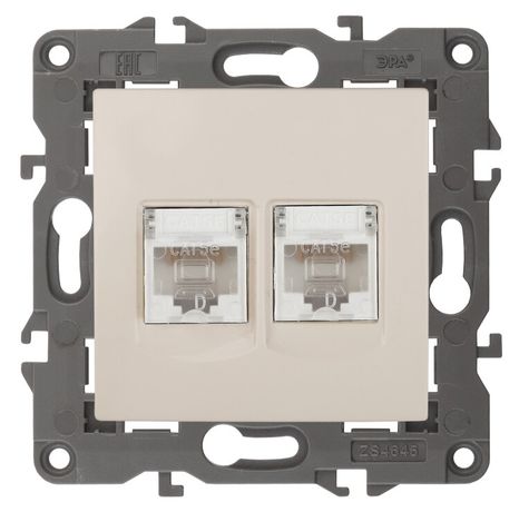 Розетка компьютерная 2-м Elegance 14-3108-02 RJ45 IP20 механизм сл. кость Эра Б0034309