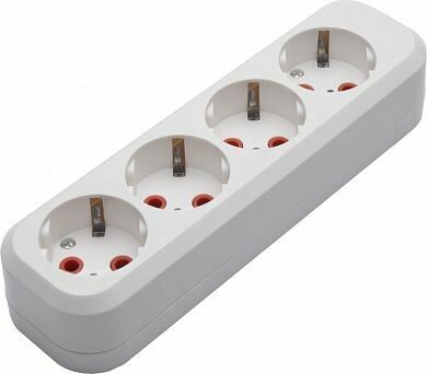 Розетка для удлинителя 4-местная с/з, белый, Stekker - 39012 FERON PST16-410-20