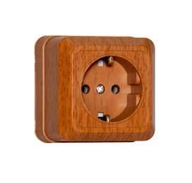 Розетка Олимп с заземлением бук - 7946796 Союз