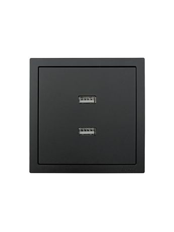 Розетка 1-мест. с 2-мест. USB разъем СП ZIMA IP20 черн. бархат LEZARD 704-4288-192