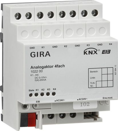 Аналоговый выход 4 канальный DIN-рейка Gira KNX 102200