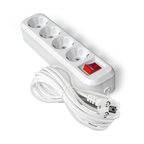 Удлинитель S-304А ПВС 3*1,5 ,4 гнезда, с заземлением, выключателем, 7м (еврослот) - 1736 Союз