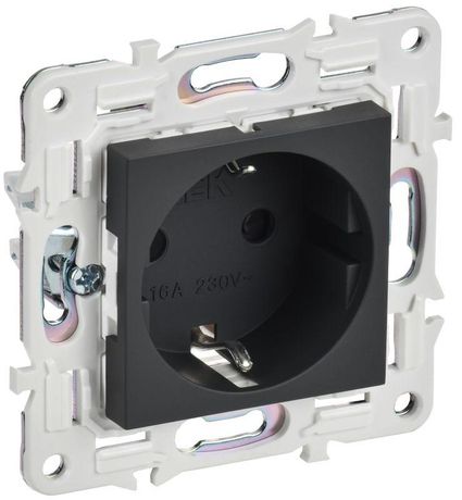 Розетка SKANDY 16А с заземл. защ. шторки безвинт. крепл. SK-R06G графит IEK SK-R14-16-1-K53