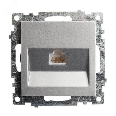 Розетка компьютерная 1-местная RJ-45 (механизм), серия Катрин, GLS00-7107-03, серебро | 39585 STEKKER FERON