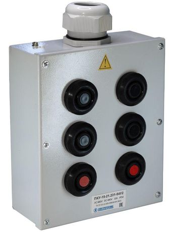 Пост управления ПКУ-15-21.231-54У2 (4хКЕ081/2(1з+1р) черн. + 2хКЕ081/2(1з+1р) красн. PG-36) Электротехник ET008531