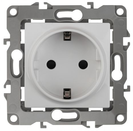 Розетка однофазная скрытого монтажа, в рамку с заземлением без шторок белый 16А 250В IP20 винтовые клеммы 12-2111-01 Эра 12 - Б0029236