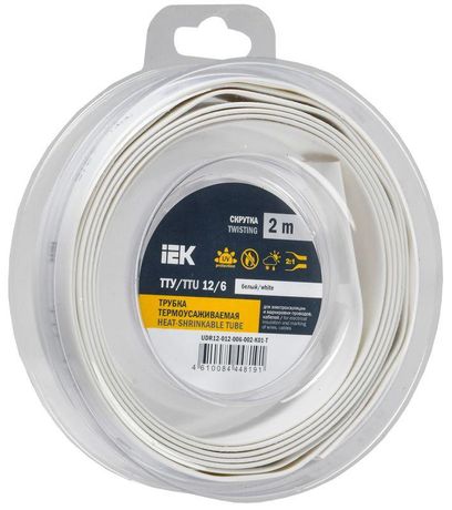 Трубка термоусадочная ТТУ нг-LS 12/6 белая (2м/упак) IEK | UDR12-012-006-002-K01-T