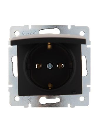 Розетка 1-м СП Karina с заземл. крышкой термопласт механизм черн. бархат LEZARD 707-4288-123B