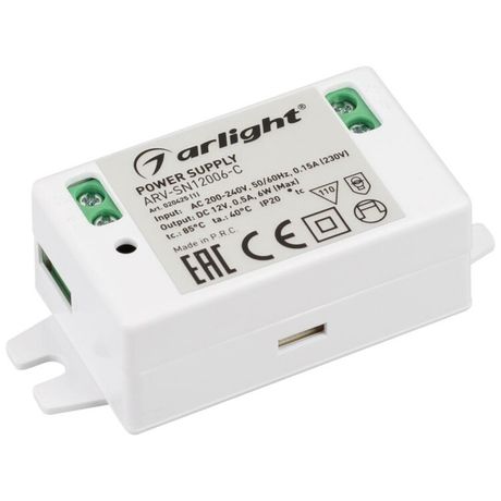 Блок питания ARV-SN12006-C (12V, 0.5A, 6W) (Arlight, IP20 Пластик, 3 года) | 020425(1) Arlight