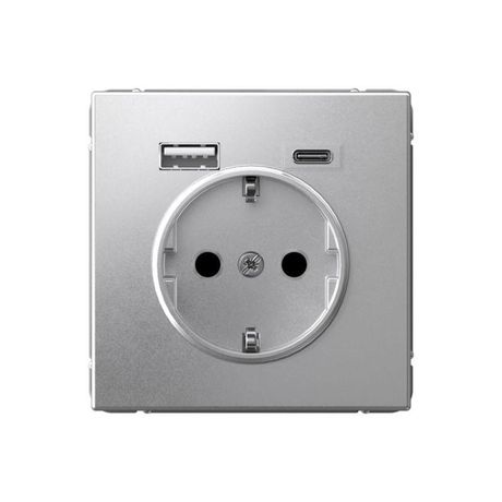 Розетка ArtGallery 16А с 2-мя заряд. устройствами USB A+C 5В/2.4А/3А 2х5В/1.5А механизм алюм. SE GAL000332 APC