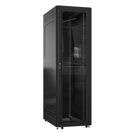 Шкаф серверный 52U 800х1200 передняя дверь: стекло IP41. задняя одностворчатая глухой металл IP51. боковые панели: металл. цвет: черный RAL9005 - EX 8252.9121 SYSMATRIX