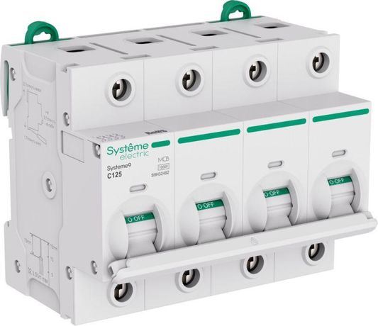 Автоматический выключатель (АВ) 27мм C 125A 4P 10 kA 400В Systeme9 - S9H32492 APC