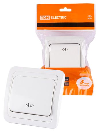 Перекрестный выключатель 1-кл. 10А белый "Валдай" | SQ1804-0041 TDM