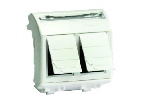 Розетка компьютерная двойная RJ45 категория 6 экран Brava белая 2 модуля - 76453B ДКС