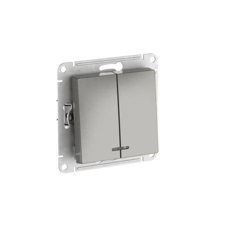 Выключатель 2-кл. AtlasDesign (сх. 5а) 10AX с подсветкой быстрозажим. клем. механизм сталь SE ATN000953S APC