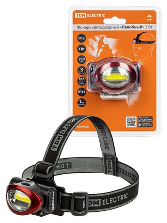 Фонарь светодиодный "Налобный" 3 Вт COB, 260 лм, бат. 3*AAA | SQ0350-0071 TDM