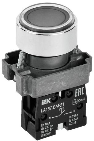 Кнопка LA167-BAF21 d=22мм 1з черная | BBT20-BAF21-1-22-67-K02 IEK