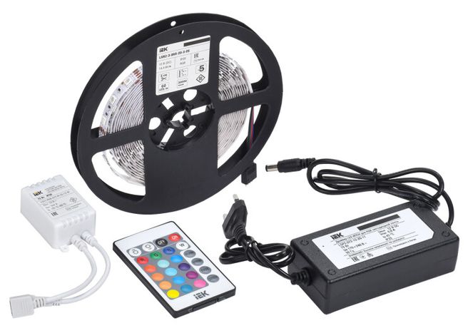 Комплект светодиодной подсветки ''Сделай сам'' (лента LED 5м LSR-5050RGB60-14,4-IP20-12В + драйвер контроллер) - LSR2-3-060-20-1-05-S2 IEK