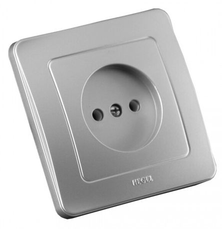 Розетка скрытая со шторками серебро - РС16-302-06 HEGEL