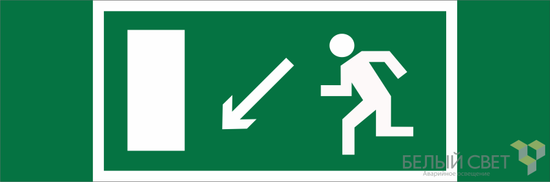 Знак безопасности BL-3511B.E08 "Напр. к эвакуационному выходу налево вниз" Белый свет a27405 BS