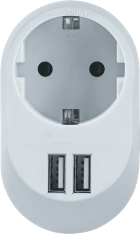 Адаптер 1-м 61 454 NAD-USB01-1E-C-WH + 2хUSB 3.4А с заземл. Navigator 61454 20683
