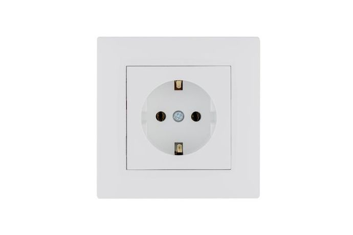 Розетка 1-м керамика Karea RIZZ с заземл. бел. Makel 88001008