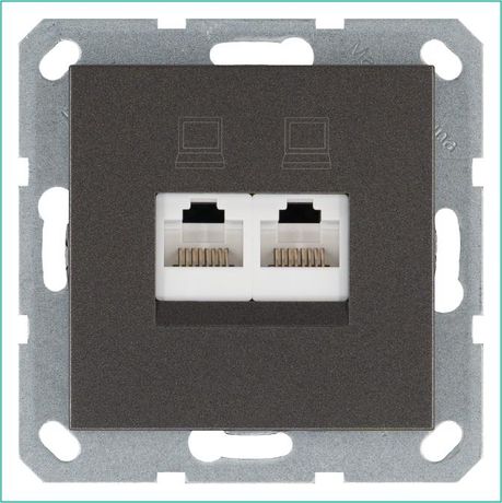 Розетка компьютерная 2-м RJ45 IP20 кат. 6 механизм мокко Jasmart G6108Z